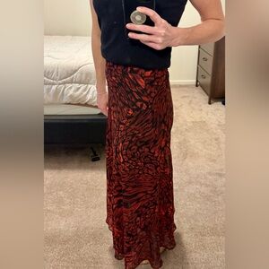 Topshop Red and Black A-Line Skirt Size 2
